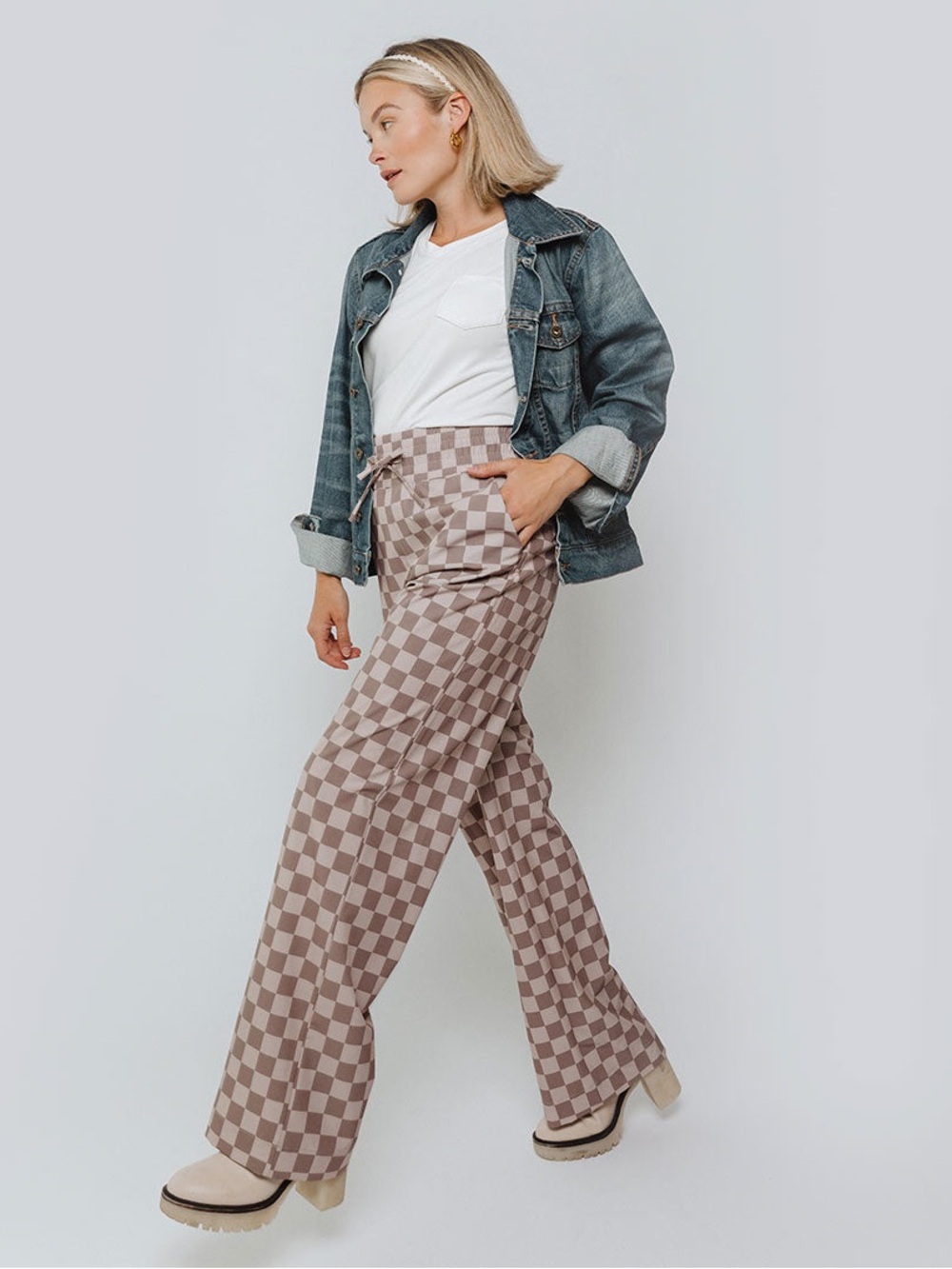 NWT Albion Audrey Brown Checkered Pants XS - Picture 2 of 13